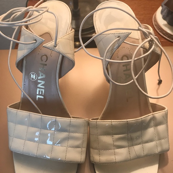 CHANEL quilted lace up heels - Picture 1 of 4